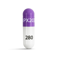 single purple capsule of 280 mg LD